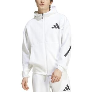 Adidas Men's Z.n.e. Classic Fit Long Sleeve Zip-Front Logo Hoodie - White